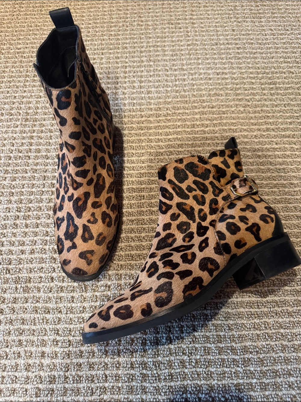Cole Haan Leopard Print Ankle Boots - Black & Brown